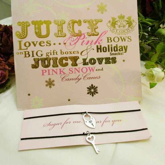 JUICY COUTURE Padlock Key Charm Necklace Pair ~ Juicy Couture LOVE Charm Set - Picture 11 of 14